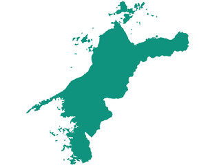 愛媛県　地図　緑色　イラスト