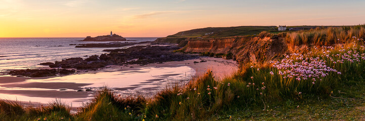 Godrevy Sunset Glow Panorama
