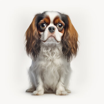 English Toy Spaniel Dog looking at camera, Photo Studio, Generative AI
