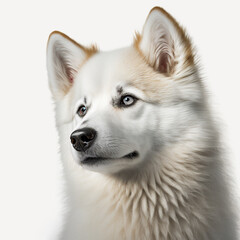 Eskimo Dog looking at camera, Photo Studio, Generative AI