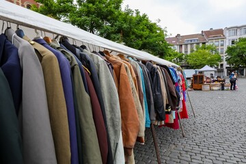 used vintage clothes for sale at stand of alfresco flea market