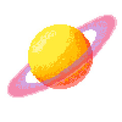 pixel planet  Y with a hula hoop ring spinning around the galaxy © Ammar