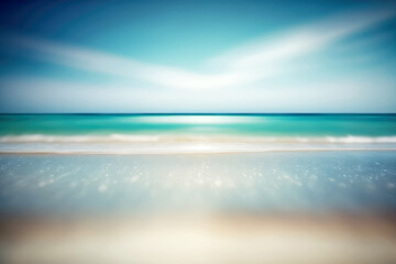 sunset on the beach, Seascape abstract beach background blur bokeh, generative ai