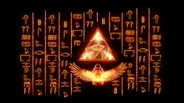 Ancient Egypt Symbols Animation Transparent Alpha Video