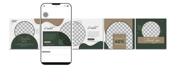 Carousel post template. Instagram microblog carousel post. Editable social media carousel post for fashion sale © Graphaxil