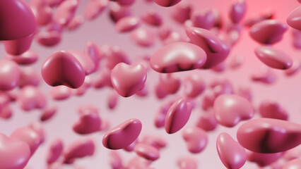 Abstract pink hearts on a light background. Concept: Valentine's Day, anniversary, mother's day, marriage, invitation, card.