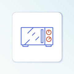 Line Microwave oven icon isolated on white background. Home appliances icon. Colorful outline concept. Vector