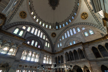 Fototapeta na wymiar Interior of Nuruosmaniye Mosque in Istanbul. Islamic architecture