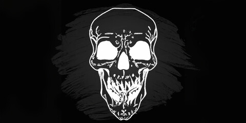 Vintage scary human skull tattoo template in monochrome style. Isolated vector illustration.
