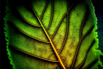 leaf texture leaf background with veins and cells, generative ai