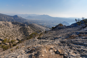 View on Sudak from Falcon Sokol mountain at morning. Crimea