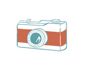 カメラ　写真　線画イラスト

