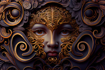 A Surreal Wall of Human Face Morphed in a Weird Way. Human Faces Distorted in a Weird Way. Generative AI