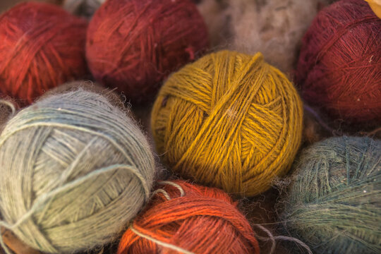 Balls of alpaca wool, made by hand