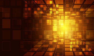 Technology gold light squares data media geometric design modern futuristic background vector