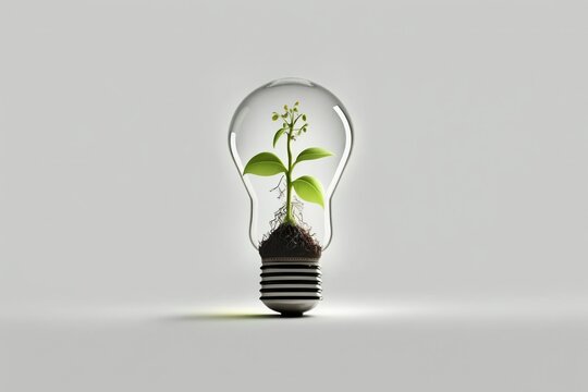 Lightbulb with green spout growing generative ai