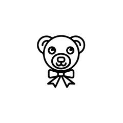 line art vector illustration of a teddy bear using a ribbon