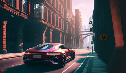 Supercar In The City - Illustration, Wallpaper
