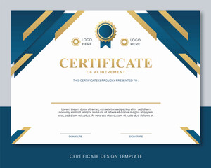 simple modern certificate design template lanscape blue gold luxury design