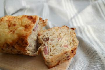 Ham and Cheese Bread on white background