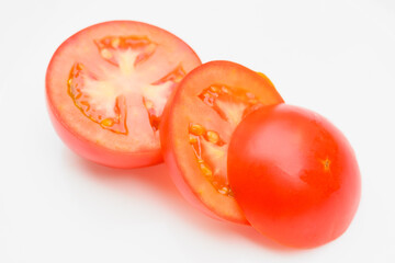 Fresh Tomato sliced isolated on white background.