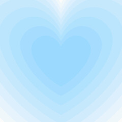 Tunnel of concentric hearts. Romantic cute background. Blue aesthetic hearts backdrop. Vector illustration