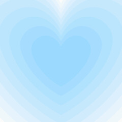 Tunnel of concentric hearts. Romantic cute background. Blue aesthetic hearts backdrop. Vector illustration