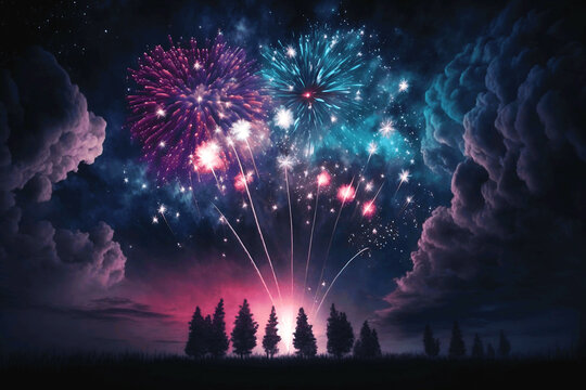 firewokks display in dark sky patriotic design new quality universal colorful joyful independence day holiday stock image illustration wallpaper