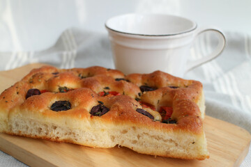 Close up Tradition Italian Bread , Focaccia Bread