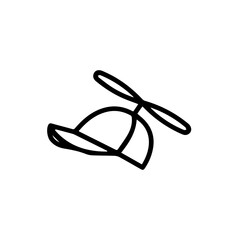 line art vector illustration of a little boy's hat with a propeller