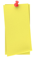 Note paper with push pin. 3D illustration.