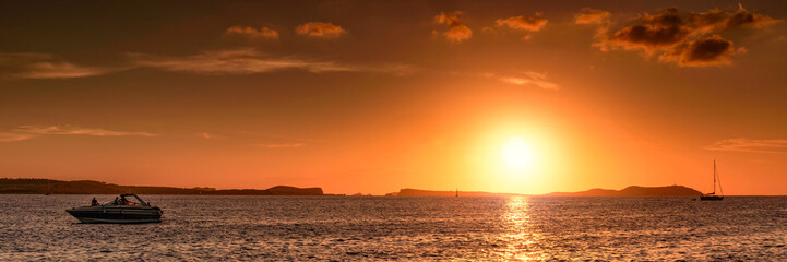 San Antonio Sunset Boats Panorama
