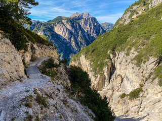 Fototapeta na wymiar Magnificent panoramic view on the Rienz valley in the Dolomite Alps