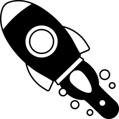 Rocket  Startup launcher sign ship project business finance Semi-Solid Black and White