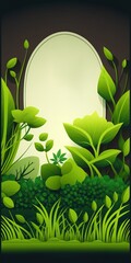 Green Leaves Flowers Frame, Nature-Inspired Background with Empty Text Space generative ai