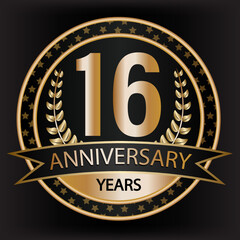 Gradient vector 16 year anniversary and anniversary