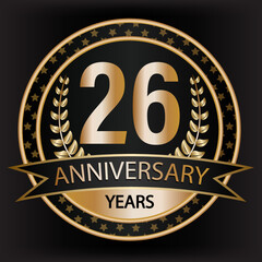 Fototapeta premium Gradient vector 26 year anniversary and anniversary
