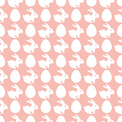 Easter seamless pattern. Repeating Bunnies and Eggs