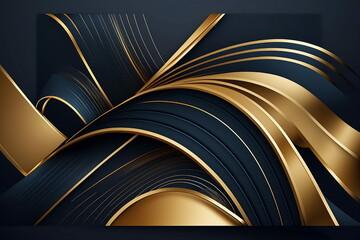 Golden curved lines over a classy dark blue color