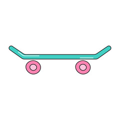 Skateboard retro 90s style. Colorful vector sticker isolated on white background.