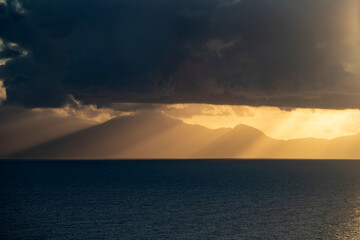 Beautiful dramatic sunrise viewed from Procida Island.