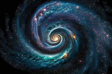 Cosmic swirl in a seamless pattern in the night sky. Generative AI