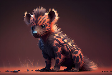 Beautiful abstract Cute adorable Cartoon hyena Character concept, contemporary and mood social background.  - obrazy, fototapety, plakaty