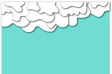 abstract background of white clouds on a turquoise background.