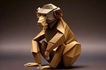 close-up of origami of a monkey, ai generated
