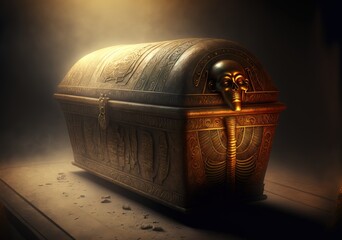 fantasy golden Egyptian casket.  - obrazy, fototapety, plakaty