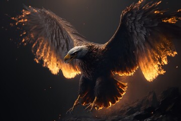 larhe eagle with fore wings in flight.
