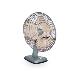 Obraz premium Stylish old electric fan on white background