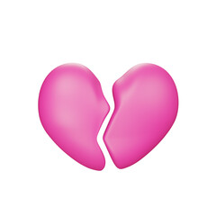 pink heart shape, broken heart 3d icon