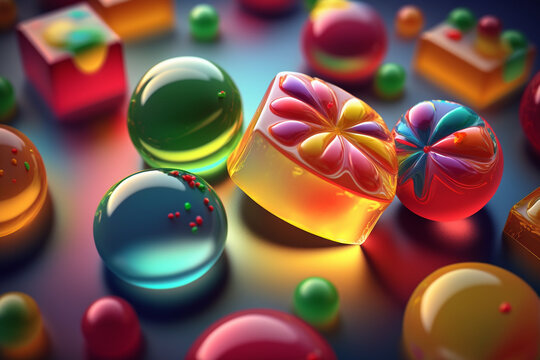 Bright And Playful Candy Background Design With A Variety Of Multicolored Sweets. Good For Poster, Wallpaper, Promotion. Generative AI.